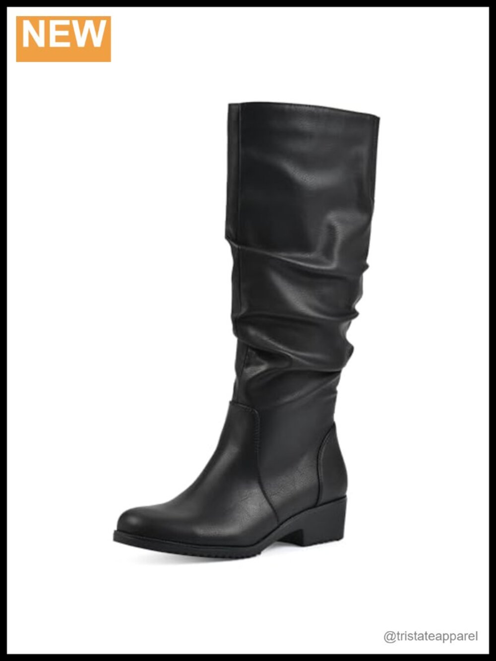 Cushioned Block Heel Tall Slouch Boots for Women Expandable Shaft